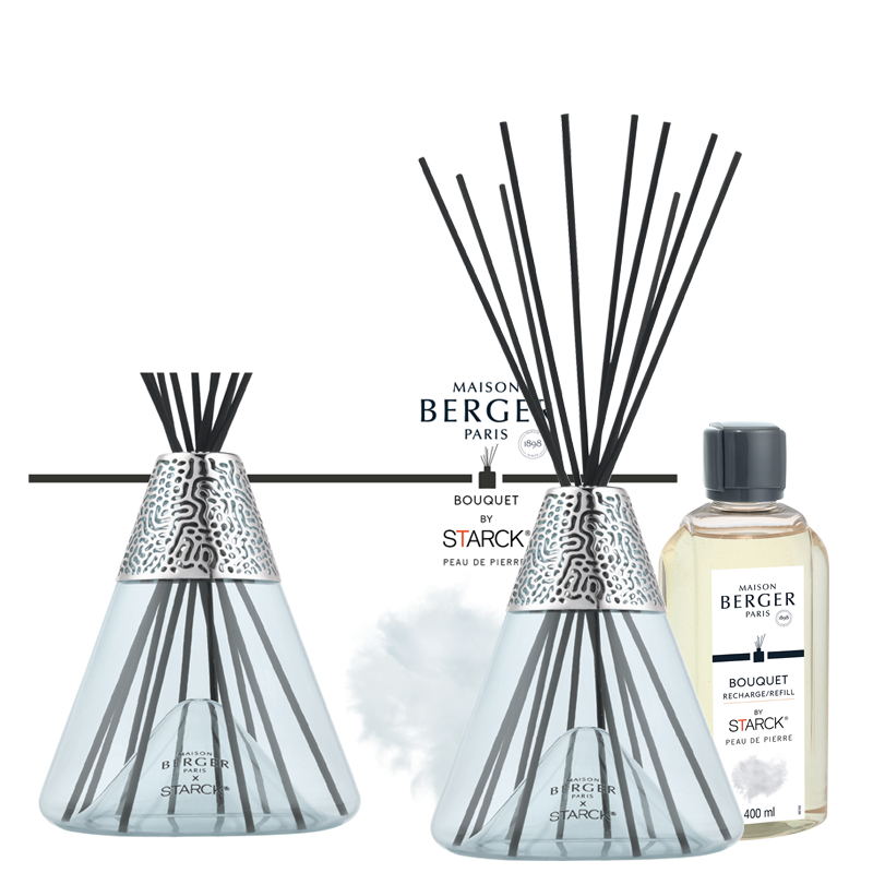 Аромадиффузор by Starck серый с ароматом  Peau de Pierre 400мл Maison Berger